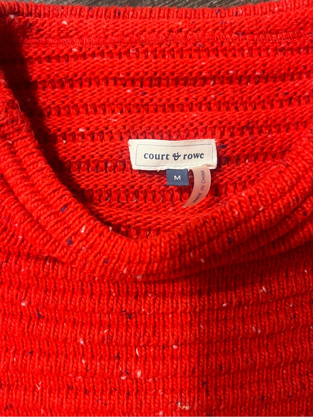 COURT & ROWE Red Ribbed Mock Neck Sweater Medium Ribbed Cozy Knit - Picture 2 of 8